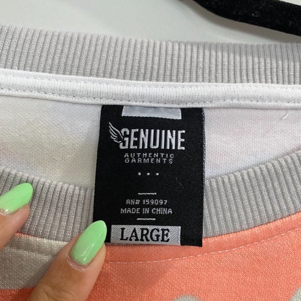 Genuine Authentic Garments Pullover Sweatshirt Pastel Colors Smiley Face Large - Picture 2 of 8